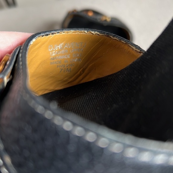 Circa Joan & David black leather open toe wicker wedges size 7.5 - Picture 6 of 9